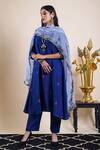 Buy_Bhusattva_Blue , Cotton, Organza Sequins, Zari, Beads, Floral Pattern Kurta Set _at_Aza_Fashions