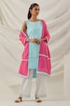 Buy_TIC_Blue Cotton Embroidered Chikankari Round Kurta Palazzo Set _at_Aza_Fashions