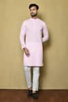 Buy_Aryavir Malhotra_Pink Cotton Chikankari Embroidered Thread Kurta And Pant Set _at_Aza_Fashions