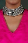 Buy House Of Tuhina Silver Plated Link Mirror Studded Choker at Aza Fashions Buy_House Of Tuhina_Silver Plated Link Mirror Studded Choker _at_Aza_Fashions