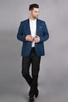 Buy_Soniya G_Blue Wool, Tweed Blazer_at_Aza_Fashions