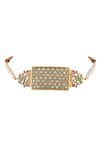 Shop_Ajooni Jewels_Gold Plated Pearls Amer Kundan Embellished Choker _at_Aza_Fashions