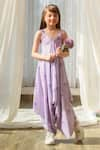 Buy_Pasha India_Purple Linen Floral Pattern Palazzo Jumpsuit _at_Aza_Fashions