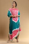Buy_Etasha by Asha Jain_Green Gajji Silk Draped Bandhani Kaftan_at_Aza_Fashions