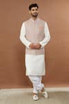 Buy_Aham-Vayam_Beige Cotton Embroidered Geometric Pattern Nakkashkaari Nehru Jacket _at_Aza_Fashions