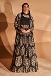 Buy_Bhumika Sharma_Black Georgette And Embroidery Tara Round Jacket & Anarkali Set _at_Aza_Fashions