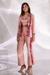 Buy_Betrue_Pink Handloom Cotton, Silk Embroidery Geometric And Floral Print Blazer _at_Aza_Fashions