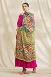 Buy_Adara Khan_Multi Color Chiffon Printed And Mirror Work Phulkari Dupatta_at_Aza_Fashions