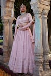 Buy_Kritika Dawar_Pink Silk, Georgette, Mukaish Embroidered Bridal Lehenga Set _at_Aza_Fashions