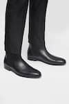 Buy_HATS OFF ACCESSORIES_Black Genuine Leather Plain Brogue Chelsea Boots  _at_Aza_Fashions