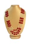 Buy_Just Shradhas_Red And White Stone Pearl Necklace _at_Aza_Fashions