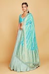 Buy_Amrin khan_Blue Lehenga And Dupatta Pure Banarasi Georgette Glass Pearls Set  _at_Aza_Fashions