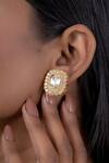 Shop_Osvag India_Gold Plated Diamonds, Stones Embellished Studs _at_Aza_Fashions