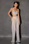 Buy_Itrh_Silver Net Lining Satin/jersey Lucy Top And Ramona Elephant Pant Set  _at_Aza_Fashions