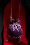 Buy_Aomidori Shimai_Purple Crystals And Bead Embellished New Light Potli Bag _at_Aza_Fashions