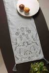 Buy_Amoliconcepts_Grey Polyester Embroidery Hand Table Runner_at_Aza_Fashions