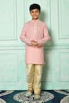 Buy_Petite Pomme_Pink Cotton Patterned Kurta And Churidar Set _at_Aza_Fashions