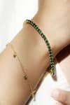 Shop_Anushka Jain Jewellery_Gold Plated Emerald Embellished Tennis Bracelet - Single Pc _at_Aza_Fashions