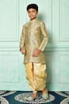 Buy_Arihant Rai Sinha_Brown Kurta  Jamawar Patterned And Dhoti Set _at_Aza_Fashions