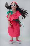 Buy_Tiber Taber_Pink Cotton Solid Ruffled Dress _at_Aza_Fashions