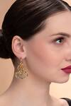 Shop_ISHARYA_Gold Plated Mirror Amara Interlocked Mughal Earrings_at_Aza_Fashions