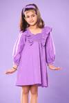 Buy Littlecheer Purple Cotton Glass Neck A-line Dress at Aza Fashions Buy_Littlecheer_Purple Cotton Glass Neck A-line Dress _at_Aza_Fashions