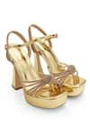 Buy_Anaar_Gold Rhinestones Lovers Knot Platform Heels _at_Aza_Fashions