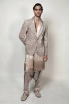 Buy_Rohit Gandhi + Rahul Khanna_Beige Satin Zouave Trousers For Men_at_Aza_Fashions