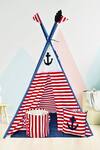 Buy My Gift Booth Red Cotton Print Anchor Teepee Tent With Mat at Aza Fashions Buy_My Gift Booth_Red Cotton Print Anchor Teepee Tent With Mat_at_Aza_Fashions