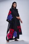 Buy_Taika By Poonam Bhagat_Black Chanderi Embroidered Floral Round Patterned A-line Tunic Set _at_Aza_Fashions