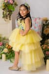 Buy_Lil Angels_Yellow Net Embroidered Sequins Gown With Flowers _at_Aza_Fashions