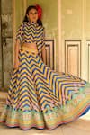 Buy_Swati Vijaivargie_Blue Silk Hand Embroidered Chevron Mastani Lehenga For Women_at_Aza_Fashions