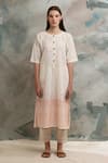Buy_Banana Labs_Off White Cotton Printed Geometric Round Kurta Pant Set _at_Aza_Fashions
