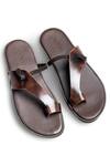 Buy_Dmodot_Brown Leather Pelle Mino Chocro Flats_at_Aza_Fashions