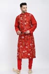 Buy_Samant Chauhan_Red Suede Embroidery Thread Kurta Set _at_Aza_Fashions