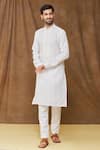 Buy_Samyukta Singhania_Off White Kurta Premium Linen Cotton And Pant Set _at_Aza_Fashions