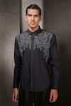 Buy_Rohit Gandhi + Rahul Khanna_Black Cotton Embroidered Thread Work Shirt _at_Aza_Fashions