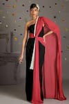 Buy_Gauri Dhawan_Pink Velvet Straight Iris Pre-draped Saree Gown _at_Aza_Fashions