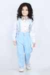 Buy_The little celebs_Blue Cotton Plain Suspender Pant Set _at_Aza_Fashions