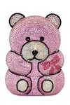 Buy_Crystal Craft_Pink Embellished Swarovski Teddy Shaped Clutch_at_Aza_Fashions