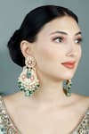 Shop_Auraa Trends_Red Stones, Pearls, Diamonds Polki Embellished Chandelier Earrings _at_Aza_Fashions