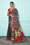 Buy_Samyukta Singhania_Grey Silk Cotton Woven Jamdani Floral Saree _at_Aza_Fashions