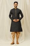 Buy_Arihant Rai Sinha_Black Handloom Cotton Digital Print Straight Kurta _at_Aza_Fashions