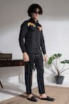Buy_Abkasa_Black Cotton Embroidery Michael Shirt _at_Aza_Fashions