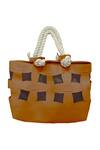 Shop_Trov_Brown Trellis Handmade Leather Tote Bag _at_Aza_Fashions