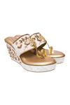 Buy_Kkarma Accessories_Multi Color Embroidery Avisha Kolhapuri Wedges _at_Aza_Fashions