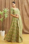 Buy_Samyukta Singhania_Green Blouse And Lehenga Silk Embroidered Sequin V Set With Scalloped Dupatta _at_Aza_Fashions