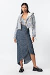 Buy_Saaksha & Kinni_Blue Denim Plain Micro Pleated Skirt _at_Aza_Fashions