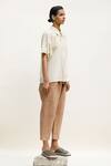 Buy_Urvashi Kaur_Off White Cotton Collared Cyprus Textured Shirt _at_Aza_Fashions