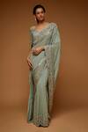 Buy_Neeta Lulla_Green Georgette Sequins, Cut Work Anahita Embroidered Saree With Blouse _at_Aza_Fashions